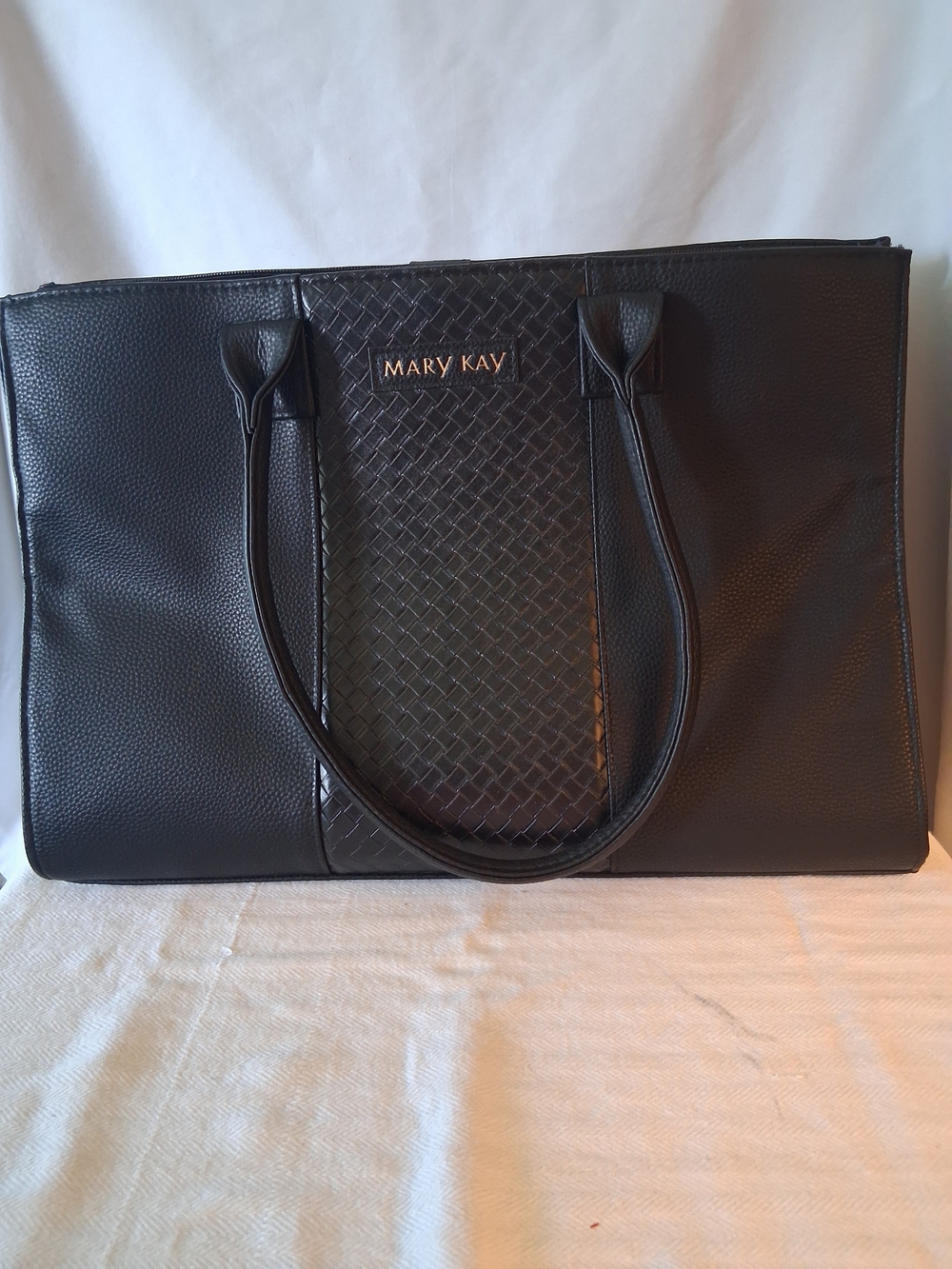 Mary Kay Black Woven-Center Messenger Tote